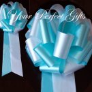 10 WHITE TEAL BLUE 9" EXTRA WIDE WEDDING PULL PEW BOWS FOR BRIDAL CAKE GIFT BASKET DECORCATION