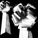 10 WHITE BLACK 9" EXTRA WIDE WEDDING PULL PEW BOWS FOR BRIDAL CAKE GIFT BASKET DECORATION PB052