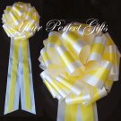 10 WHITE YELLOW  TWO LAYER 9" EXTRA WIDE WEDDING PULL PEW BOW BRIDAL CAKE GIFT  BASKET DECORCATION