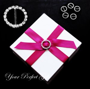 50 CIRCLE ROUND 22mm Silver Diamante Rhinestone Ribbon Buckle Sliders For Wedding Invitation BK003