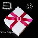24 RECTANGLE 22mm Silver Diamante Rhinestone Crystal Buckle Sliders For Wedding Invitation BK056