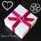 100 LARGE HEART 25mm Silver Diamante Rhinestone Crystal Buckle Sliders For Wedding Invitation BK013
