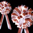 10 WHITE BROWN 8" TWO LAYER WEDDING PULL PEW BOWS FOR BRIDAL CAKE GIFT BASKET DECORCATION