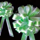 10 GREEN & WHITE 8" TWO LAYER WEDDING PULL PEW BOWS FOR BRIDAL CAKE GIFT BASKET DECORCATION