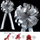 10 SILVER 8" WEDDING PULL PEW BOWS FOR BRIDAL CAKE GIFT BASKET DECORCATION PB047