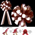 10 CHOCOLATE BROWN & WHITE 8" TWO LAYER WEDDING PULL PEW BOW  BRIDAL CAKE GIFT BASKET DECORCATION