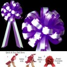 10 DARK PURPLE & WHITE 8" TWO LAYER WEDDING PULL PEW BOW  BRIDAL CAKE GIFT BASKET DECORCATION