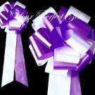10 WHITE PURPLE 9" EXTRA WIDE WEDDING PULL PEW BOWS FOR BRIDAL CAKE GIFT BASKET DECORCATION