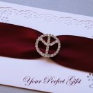 12  Round Peace Sign 1-1/8" Silver Diamante Rhinestone Ribbon Buckle Slider BK016