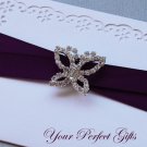 12  LARGE Butterfly 1-1/4" Silver Diamante Rhinestone Ribbon Buckle Slider BK043