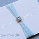 12 SQUARE Silver Diamante Rhinestone Ribbon Buckle Sliders For Wedding Invitation BK008