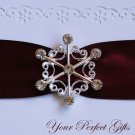 12  LARGE 1-3/4" Snowflake Silver Diamante Rhinestone Ribbon Buckle Slider BK068