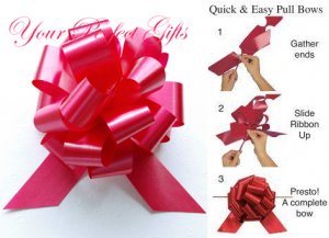 10 APPLE RED 5" WEDDING PULL PEW BOWS FOR BRIDAL CAKE GIFT BASKET DECORCATION