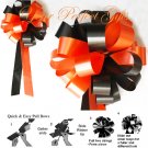 10 ORANGE & BLACK 8" WEDDING PULL PEW BOWS FOR BRIDAL CAKE GIFT BASKET DECORCATION
