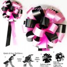 10 BLACK CANDY PINK 8" WEDDING PULL PEW BOWS FOR BRIDAL CAKE GIFT BASKET DECORATION PB092