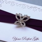 24  LARGE Butterfly 1-1/4" Silver Diamante Rhinestone Ribbon Buckle Slider BK043