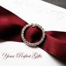100 ROUND 1.1" Silver Large Diamante Rhinestone Ribbon Buckle Sliders For Wedding Invitation BK020