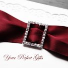24 RECTANGLE 1.1" Diamante Rhinestone Ribbon Silver Buckle Sliders For Wedding Invitation BK065