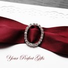 12 LARGE OVAL Silver Diamante Rhinestone Ribbon Buckle Sliders For Wedding Invitation BK063