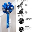 10 ROYAL BLUE SILVER 8" WEDDING PULL PEW BOW FOR BRIDAL CAKE GIFT BASKET DECORCATION PB157