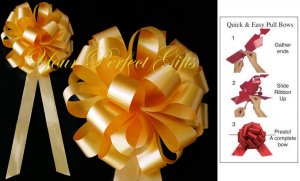 10 GOLD ORANGE 8" WEDDING PULL PEW BOWS FOR BRIDAL CAKE GIFT BASKET DECORCATION PB004