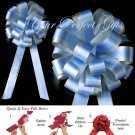 10 BABY PASTEL BLUE SILVER 8" TWO LAYER WEDDING PULL PEW BOWS BRIDAL CAKE GIFT DECORCATION PB173