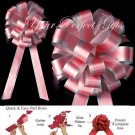10 SOFT RED ROSE SILVER 8" TWO LAYER WEDDING PULL PEW BOWS FOR BRIDAL CAKE GIFT BASKET DECORCATION