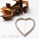 24 HEART 2.25" Silver Diamante Rhinestone Buckle Sliders Wedding Invitation BK036