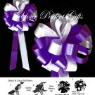 10 DARK PURPLE WHITE 8" WEDDING PULL PEW BOW FOR BRIDAL CAKE GIFT BASKET DECORCATION PB009
