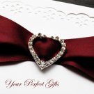 12 HEART 1.2" Silver Large Diamante Rhinestone Ribbon Buckle Sliders Wedding Invitation BK024