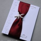 100 STARFISH 1-3/8" Silver Diamante Rhinestone Buckle Slider Wedding Invitation BK057