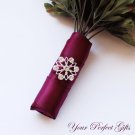 12 Flower 1-1/2" Silver Diamante Rhinestone Buckle Slider Wedding Invitation Bouquet BK069