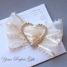 24 HEART 1-7/8" Silver Diamante Rhinestone Ribbon Buckle Sliders Wedding Invitation BK050