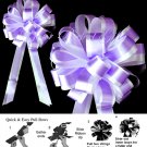 10 LAVENDER PURPLE WHITE 8" TWO LAYER WEDDING PULL PEW BOWS FOR BRIDAL CAKE GIFT BASKET PB082