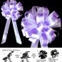 10 LAVENDER PURPLE WHITE 8" TWO LAYER WEDDING PULL PEW BOWS FOR BRIDAL CAKE GIFT BASKET PB082