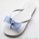 24 Fleur-de-lis Silver Diamante Rhinestone Ribbon Buckle Slider Wedding Invitation Flip FLop BK058