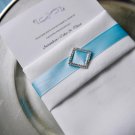 100 DIAMOND SQUARE 1" Silver Diamante Rhinestone Crystal Buckle Sliders Wedding Invitation BK045