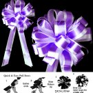 10 DARK PURPLE WHITE 8" TWO LAYER WEDDING PULL PEW BOWS FOR BRIDAL CAKE GIFT BASKET DECORCATION