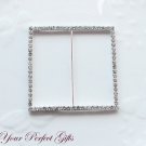 1 pc 3" SQUARE Silver Diamante Rhinestone Crystal Buckle Sliders Wedding Invitation BK033