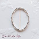 1 pc 3" OVAL Silver Rhinestone Crystal Buckle Slider Wedding Invitation BK076