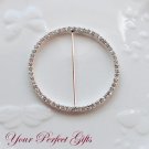 1 pc 3" ROUND CIRCLE Silver Diamante Rhinestone Crystal Buckle Slider Wedding Invitation BK037