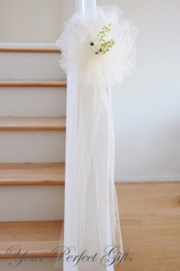 10 IVORY 9" TULLE NET WEDDING PEW BOWS FOR BRIDAL CAKE GIFT BASKET DECORCATION