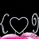 Swarovski Rhinestone Crystal Monogram Wedding Cake Topper Heart Initial Letter Silver 3pcs CT069