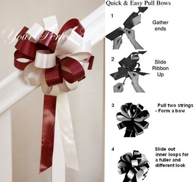 10 BURGUNDY RED IVORY 8" WEDDING PULL PEW BOW FOR BRIDAL CAKE GIFT BASKET DECORCATION PB025