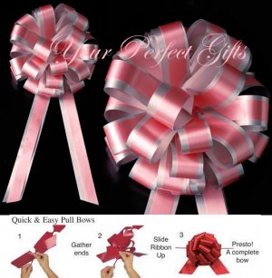 10 WTAERMELON PINK SILVER 8" TWO LAYER WEDDING PULL PEW BOWS BRIDAL GIFT BASKET DECORATION PB178