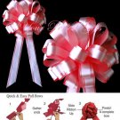 10 WTAERMELON PINK & WHITE 8" TWO LAYER WEDDING PULL PEW BOW  BRIDAL CAKE GIFT BASKET DECORCATION