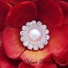100 Round Diamante Rhinestone Crystal Pearl Button Hair Flower Clip Wedding Invitation Ring BT091