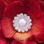 100 Round Diamante Rhinestone Crystal Pearl Button Hair Flower Clip Wedding Invitation Ring BT091