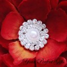 100 Two Row Round Diamante Rhinestone Crystal Pearl Button Hair Clip Wedding Invitation Ring BT029