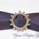 1 pc ROUND CIRCLE 1.5" Silver Diamante Rhinestone Crystal Buckle Slider Wedding Invitation BK017